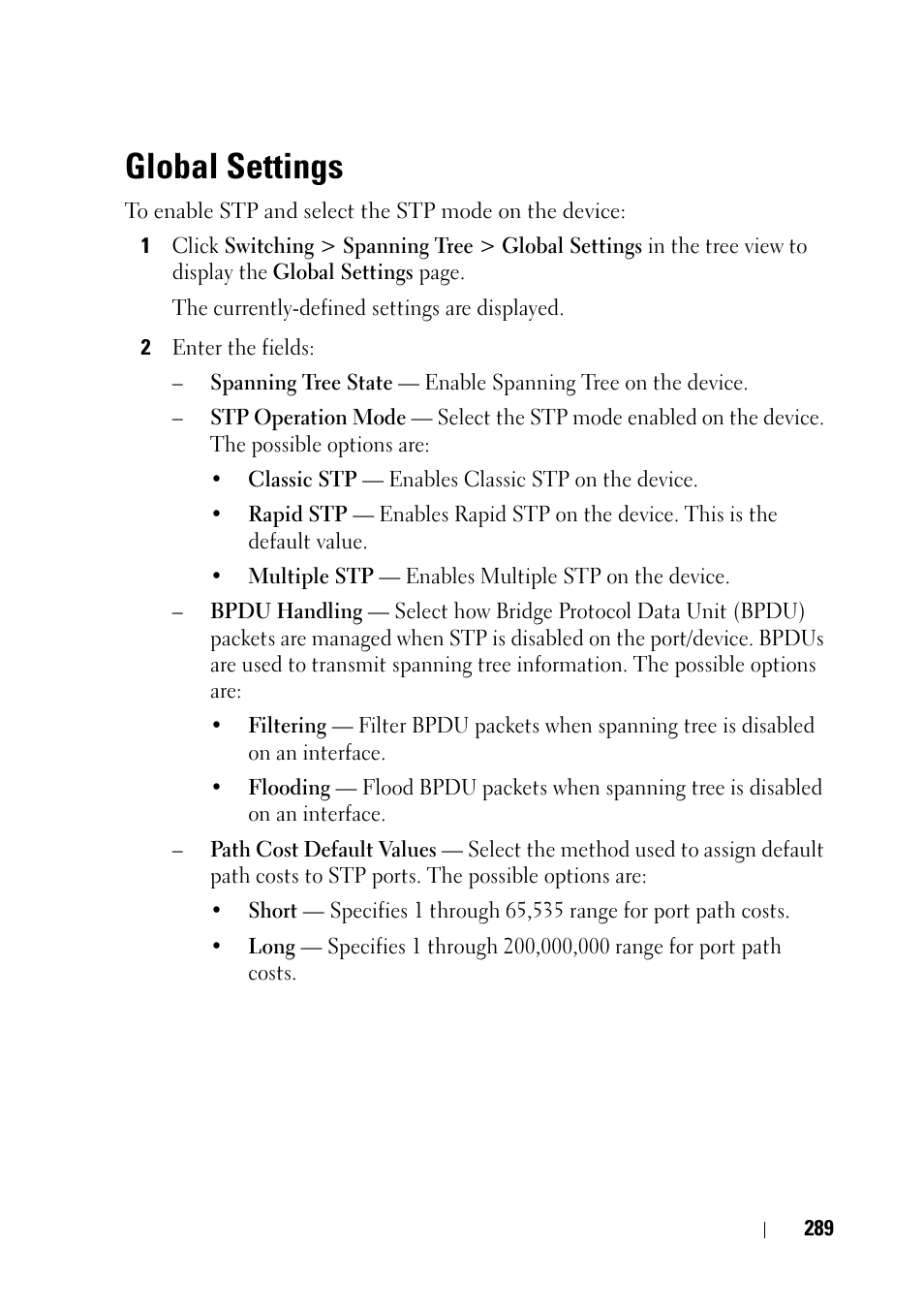 Global settings | Dell PowerEdge VRTX User Manual | Page 289 / 476