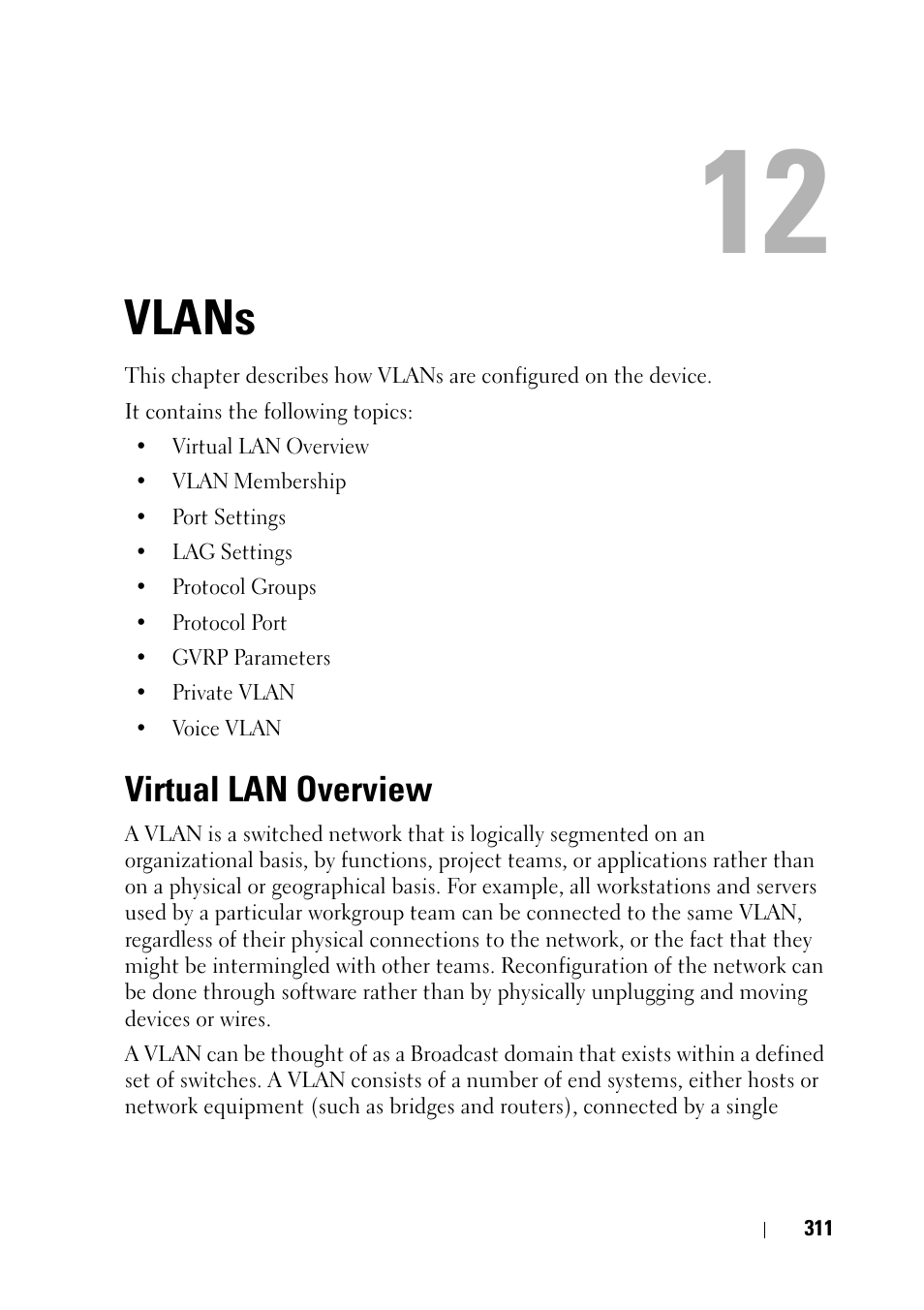 Vlans, Virtual lan overview | Dell PowerEdge VRTX User Manual | Page 311 / 476