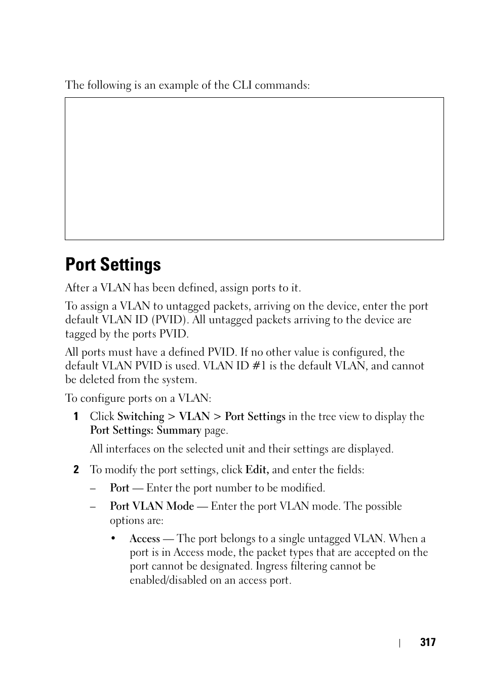 Port settings | Dell PowerEdge VRTX User Manual | Page 317 / 476