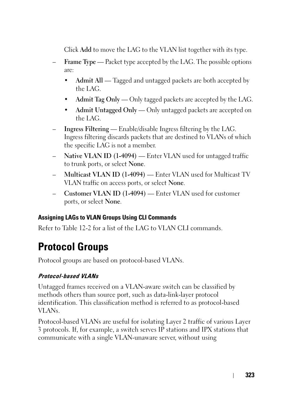 Protocol groups | Dell PowerEdge VRTX User Manual | Page 323 / 476