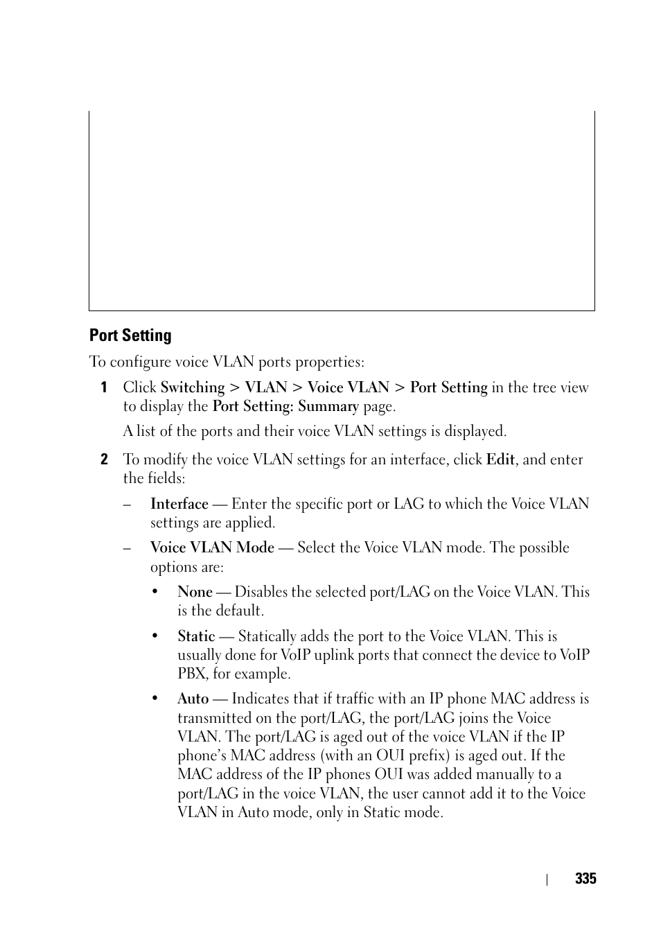 Port setting | Dell PowerEdge VRTX User Manual | Page 335 / 476