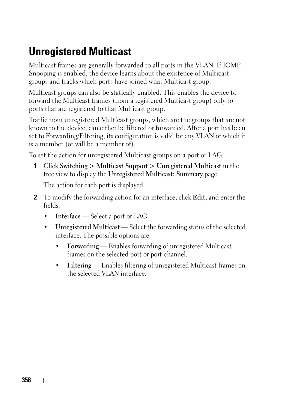 Unregistered multicast | Dell PowerEdge VRTX User Manual | Page 358 / 476