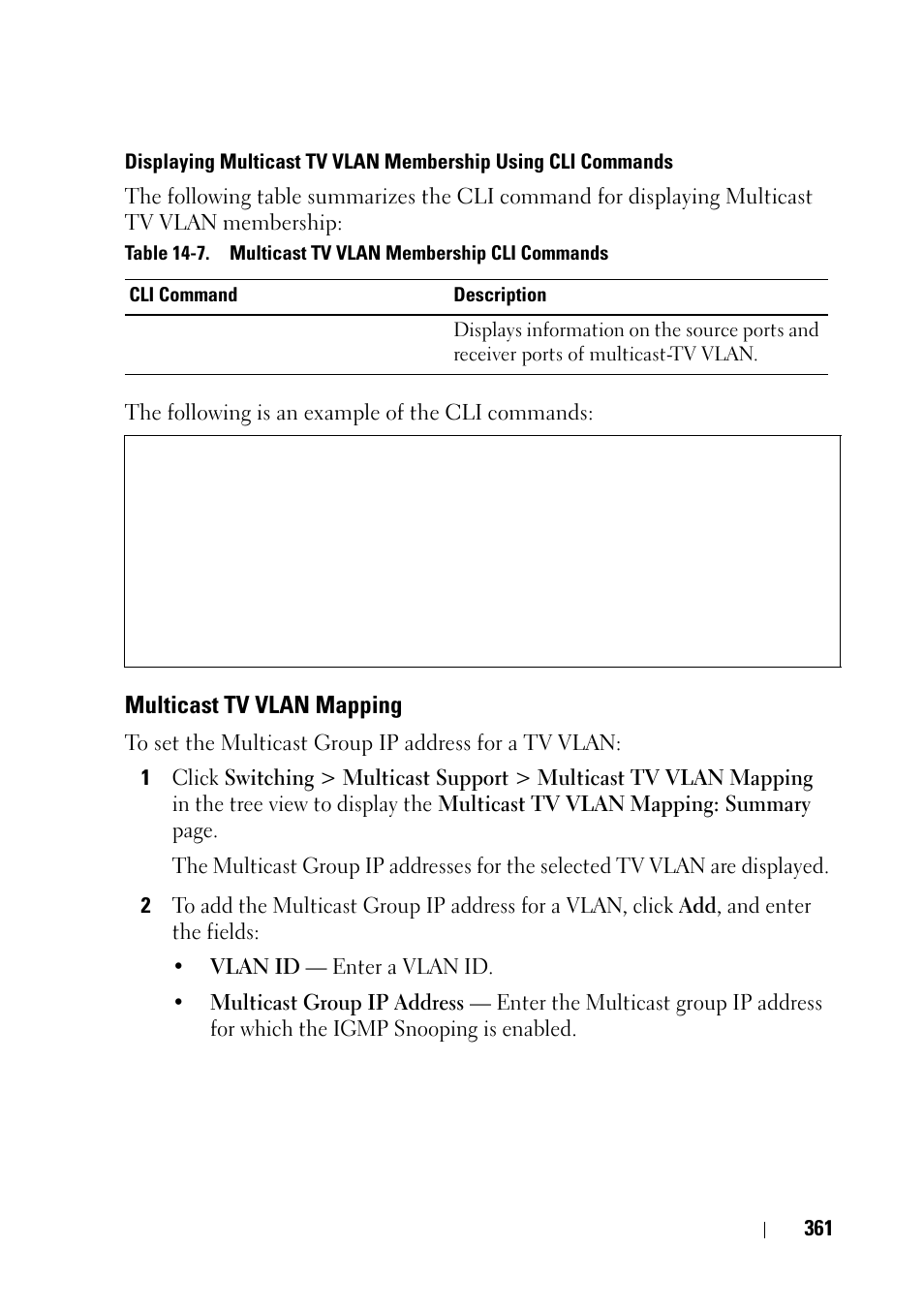Multicast tv vlan mapping | Dell PowerEdge VRTX User Manual | Page 361 / 476