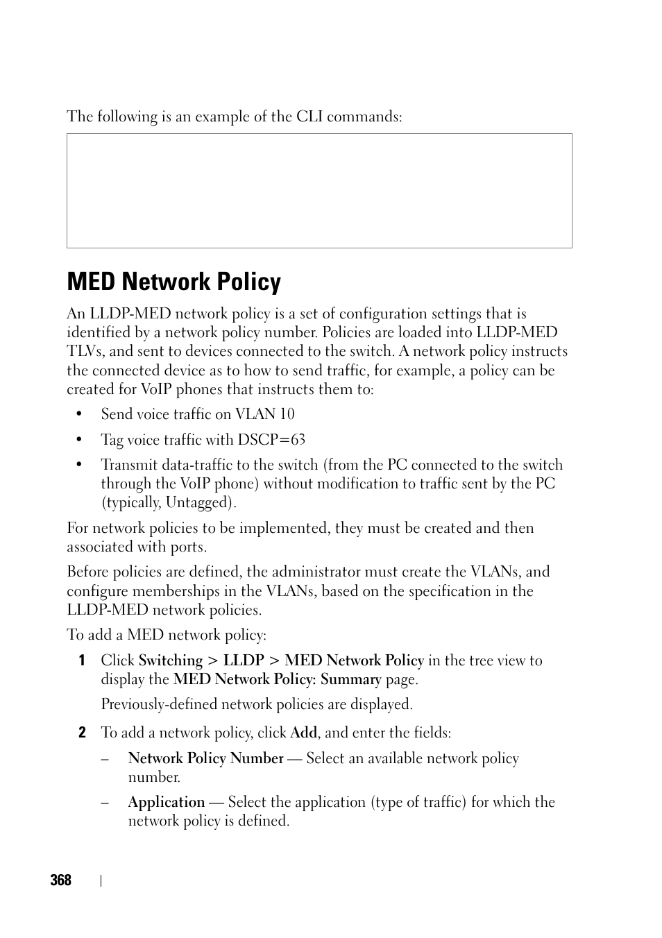 Med network policy | Dell PowerEdge VRTX User Manual | Page 368 / 476