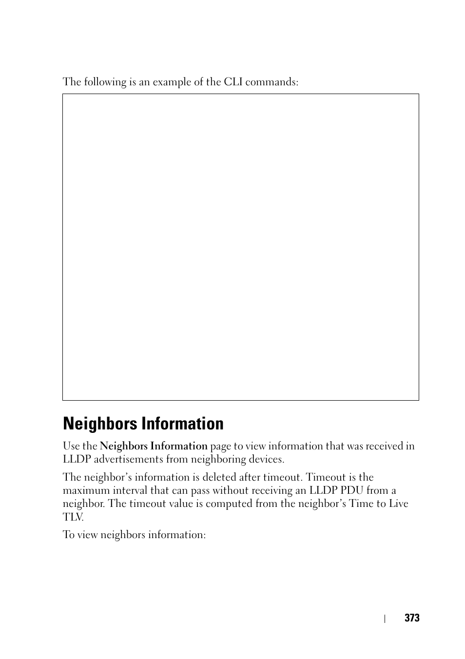 Neighbors information | Dell PowerEdge VRTX User Manual | Page 373 / 476
