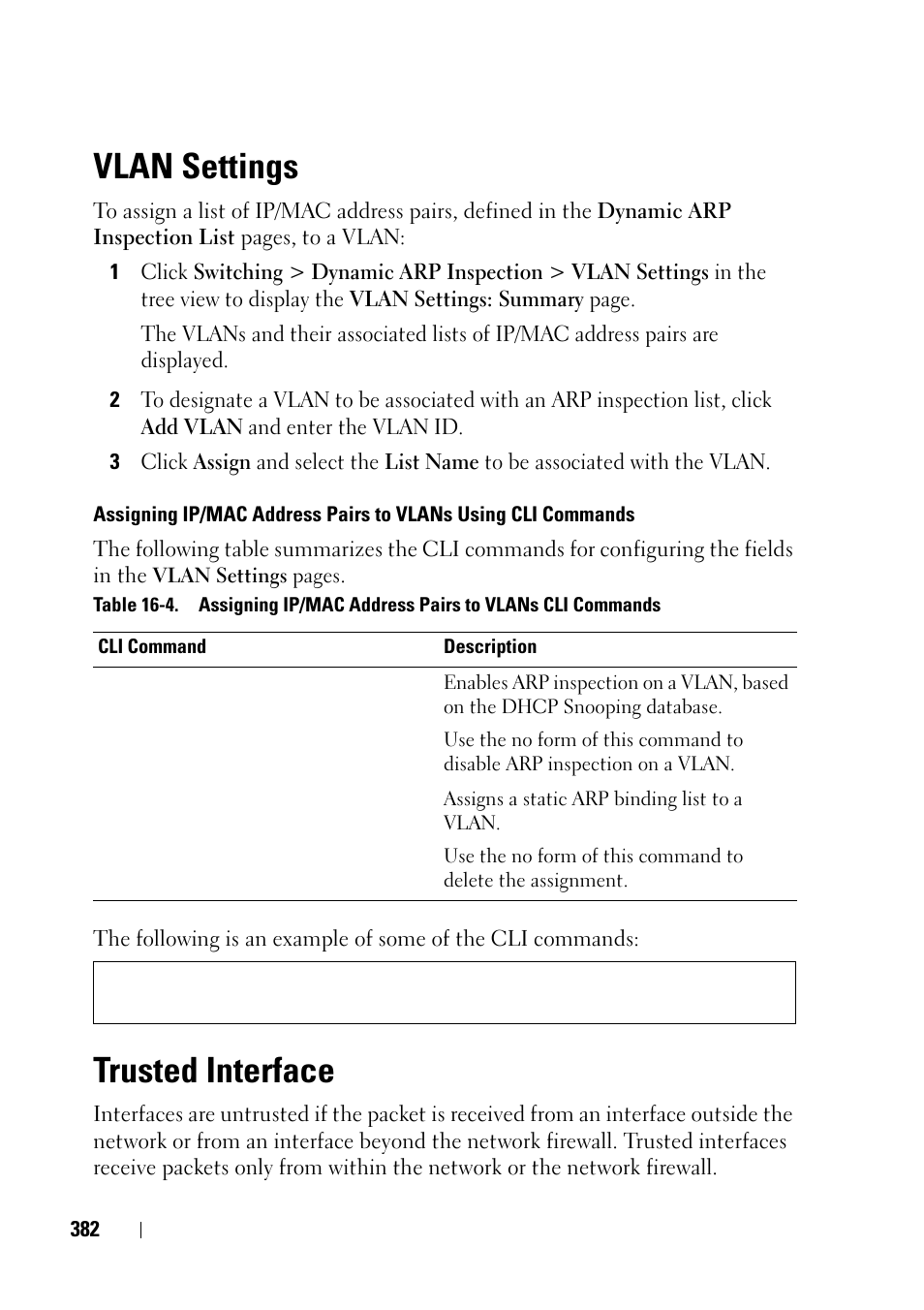 Vlan settings, Trusted interface | Dell PowerEdge VRTX User Manual | Page 382 / 476