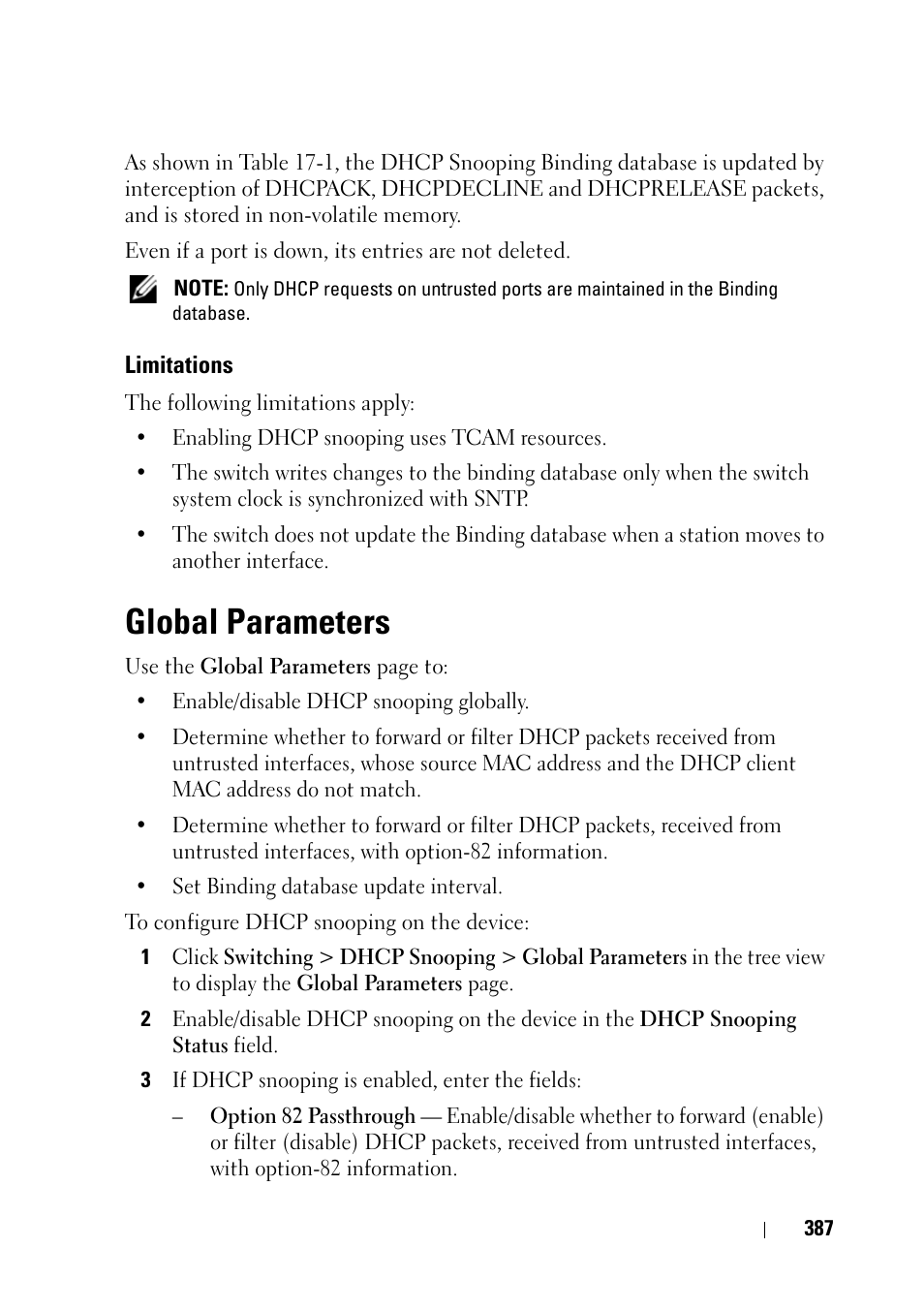 Limitations, Global parameters | Dell PowerEdge VRTX User Manual | Page 387 / 476