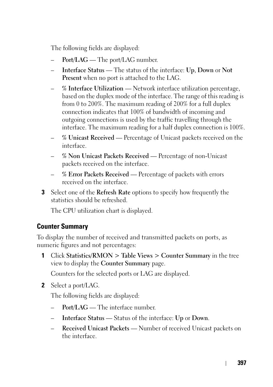 Counter summary | Dell PowerEdge VRTX User Manual | Page 397 / 476