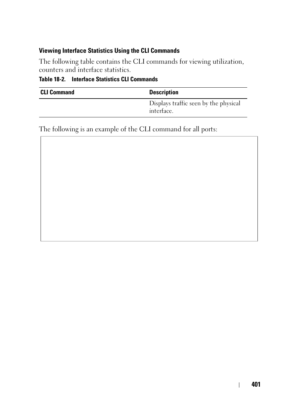 Console# show interfaces counters | Dell PowerEdge VRTX User Manual | Page 401 / 476