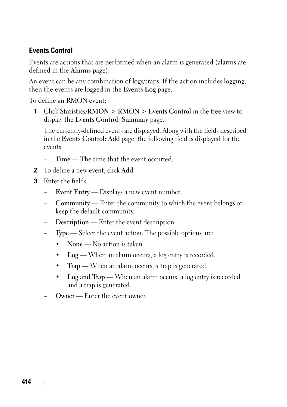 Events control | Dell PowerEdge VRTX User Manual | Page 414 / 476