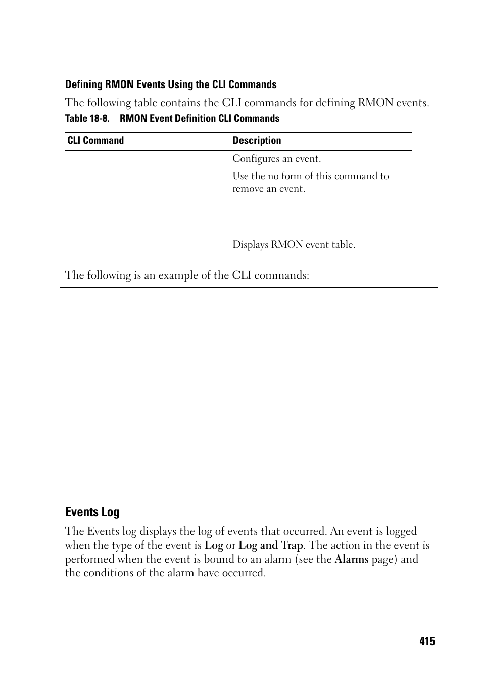 Events log | Dell PowerEdge VRTX User Manual | Page 415 / 476
