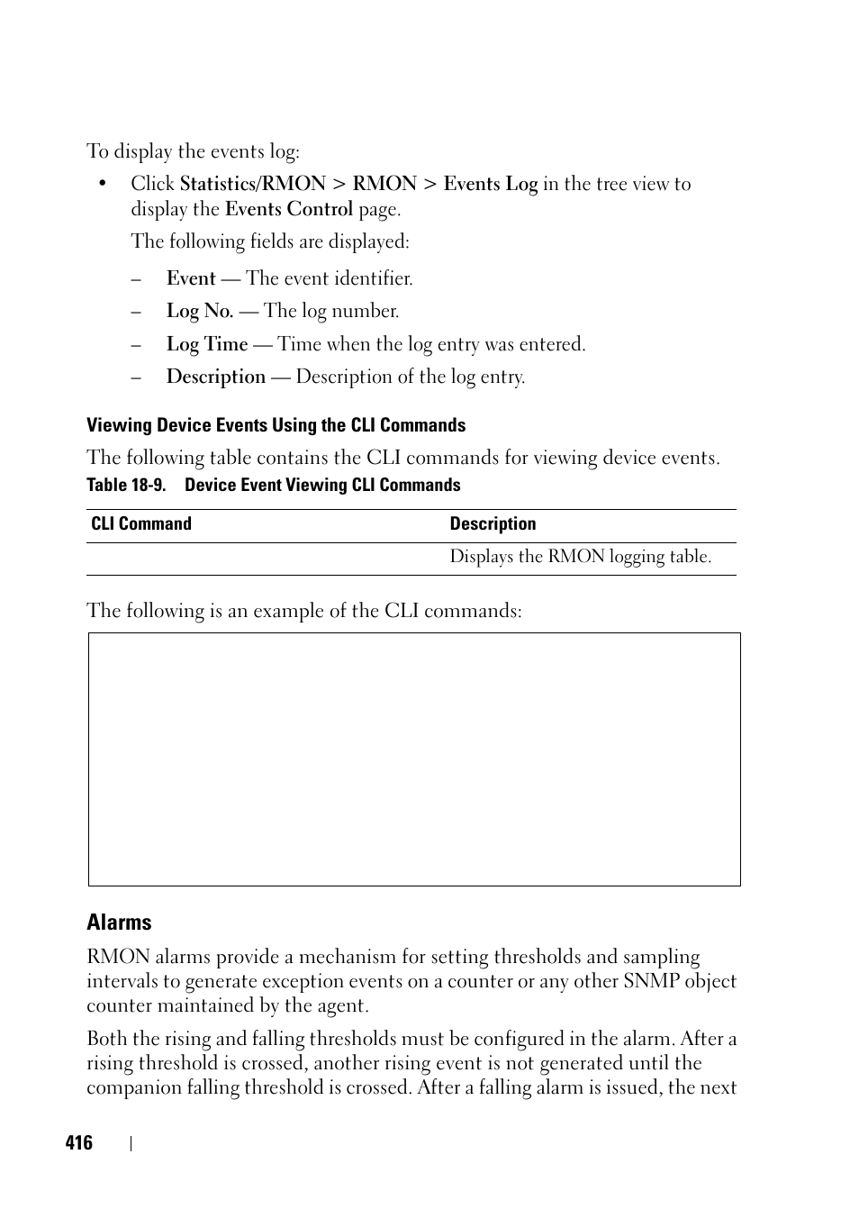 Alarms | Dell PowerEdge VRTX User Manual | Page 416 / 476