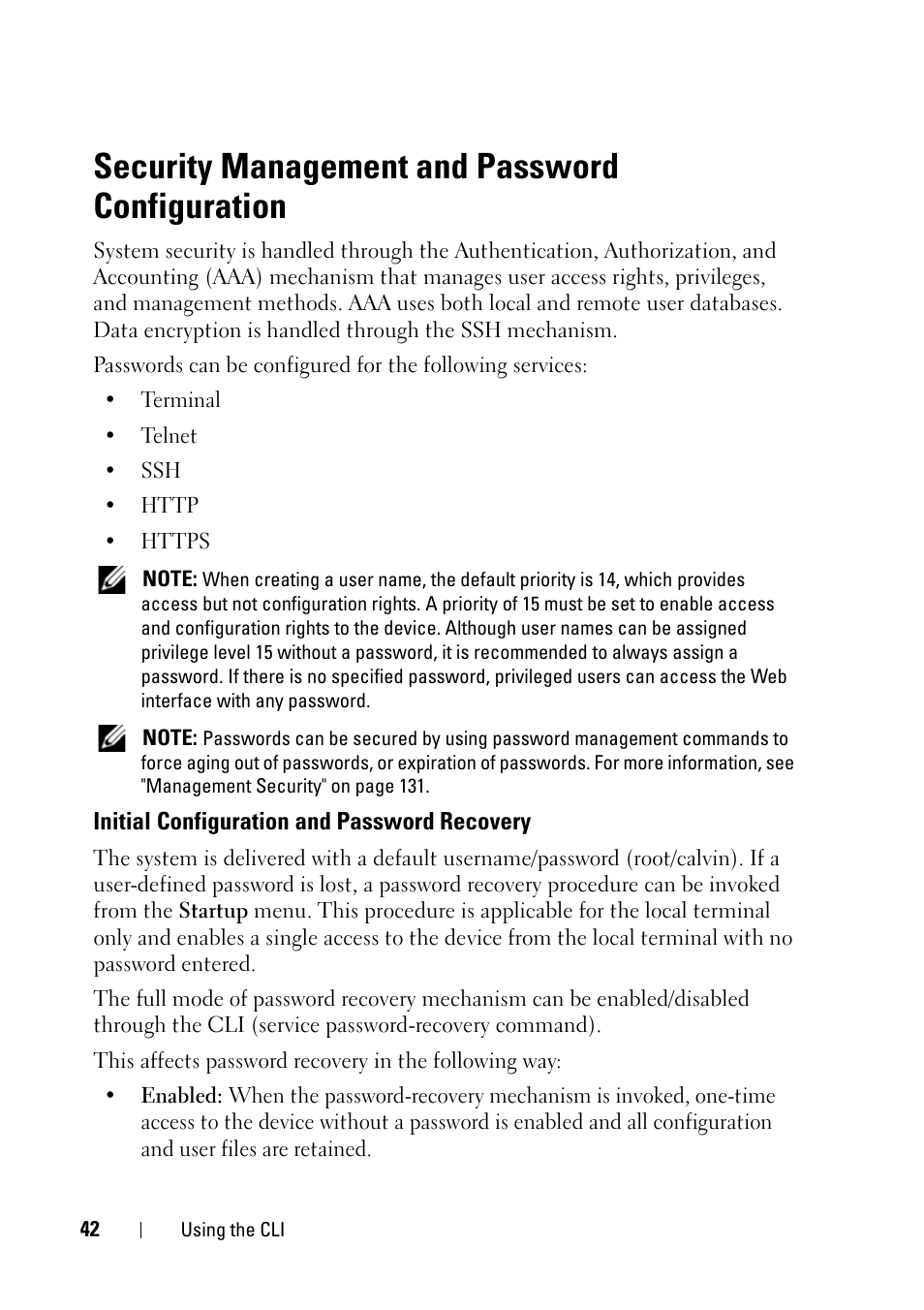 Security management and password configuration | Dell PowerEdge VRTX User Manual | Page 42 / 476