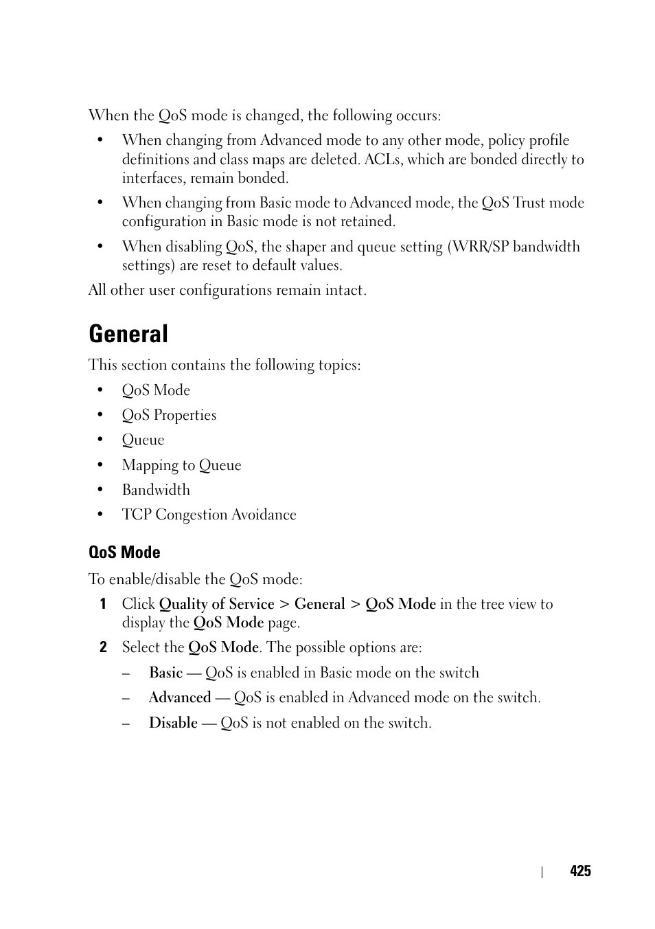 General, Qos mode | Dell PowerEdge VRTX User Manual | Page 425 / 476