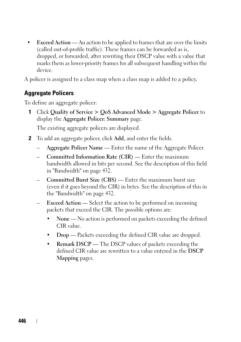 Aggregate policers | Dell PowerEdge VRTX User Manual | Page 446 / 476