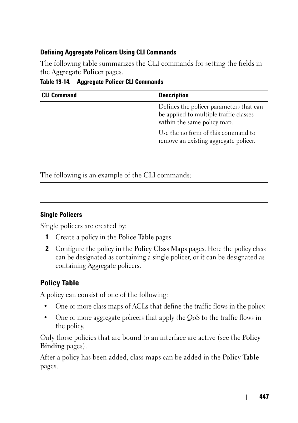 Policy table | Dell PowerEdge VRTX User Manual | Page 447 / 476