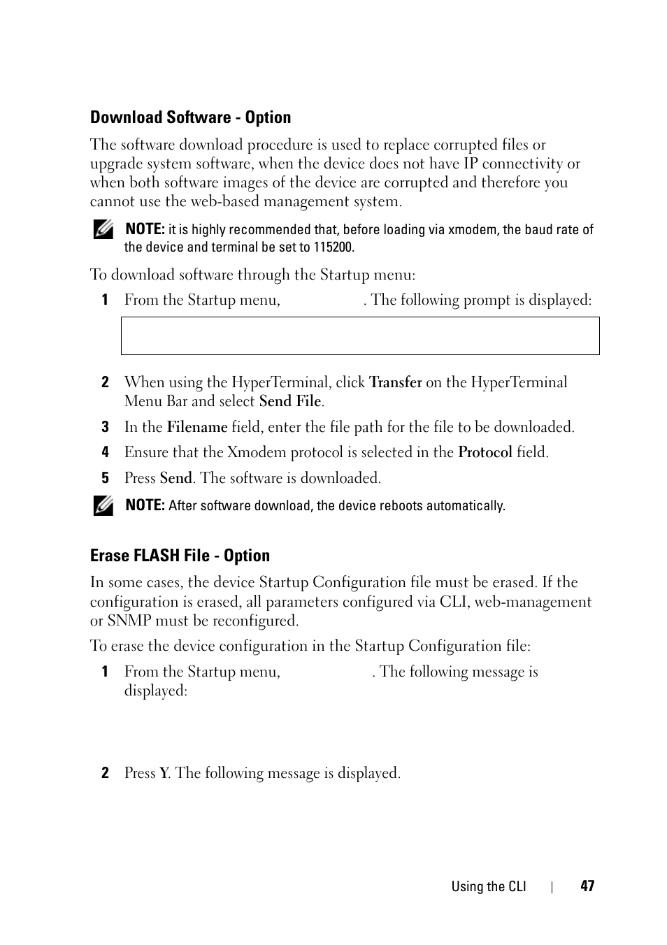Download software - option[1, Erase flash file - option[2 | Dell PowerEdge VRTX User Manual | Page 47 / 476