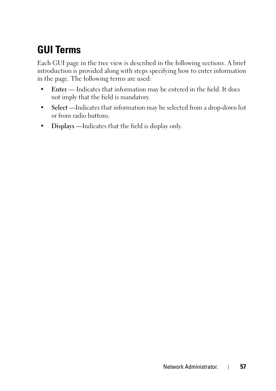 Gui terms | Dell PowerEdge VRTX User Manual | Page 57 / 476