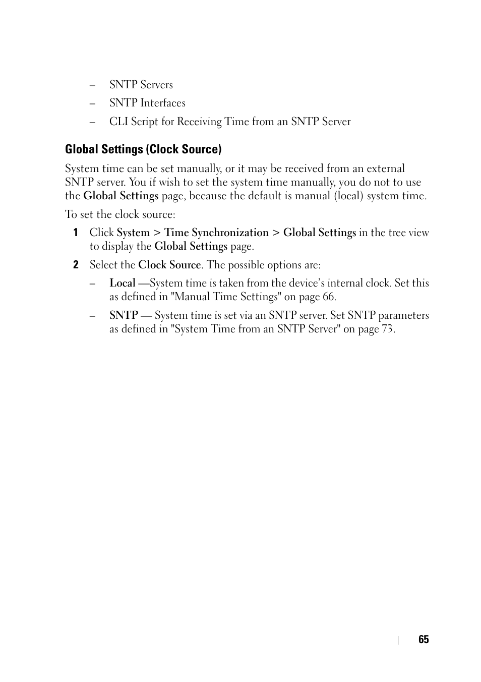 Global settings (clock source) | Dell PowerEdge VRTX User Manual | Page 65 / 476