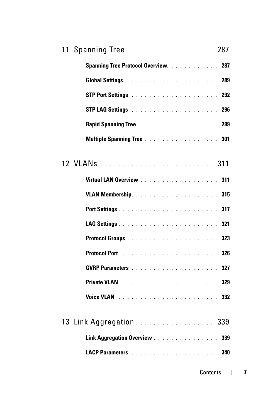 11 spanning tree, 12 vlans, 13 link aggregation | Dell PowerEdge VRTX User Manual | Page 7 / 476