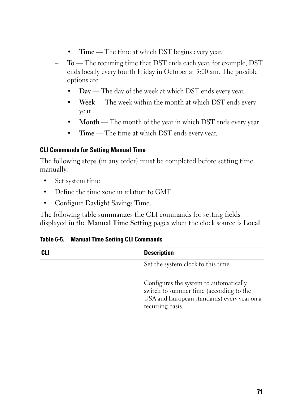 Cli commands for setting manual time | Dell PowerEdge VRTX User Manual | Page 71 / 476