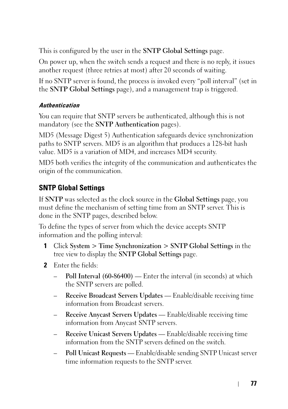 Sntp global settings | Dell PowerEdge VRTX User Manual | Page 77 / 476