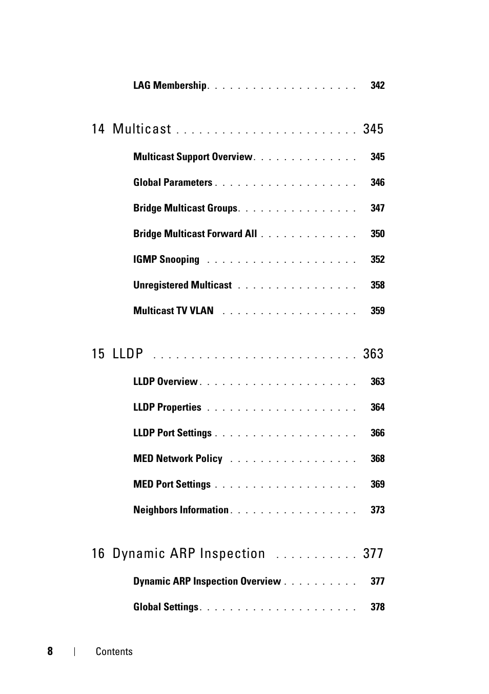 14 multicast, 15 lldp, 16 dynamic arp inspection | Dell PowerEdge VRTX User Manual | Page 8 / 476