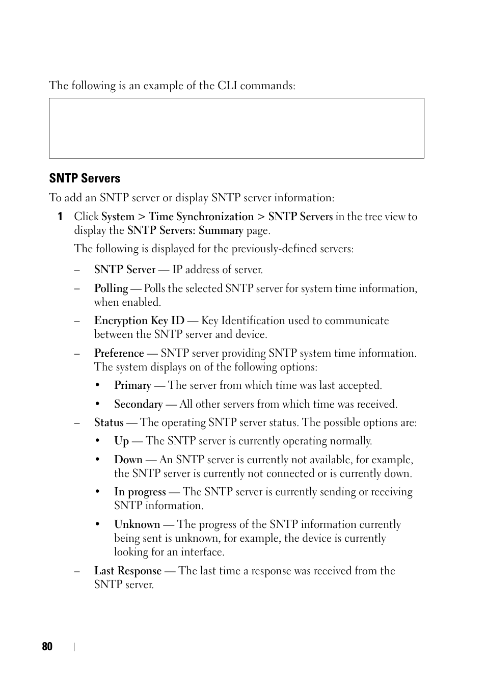 Sntp servers | Dell PowerEdge VRTX User Manual | Page 80 / 476