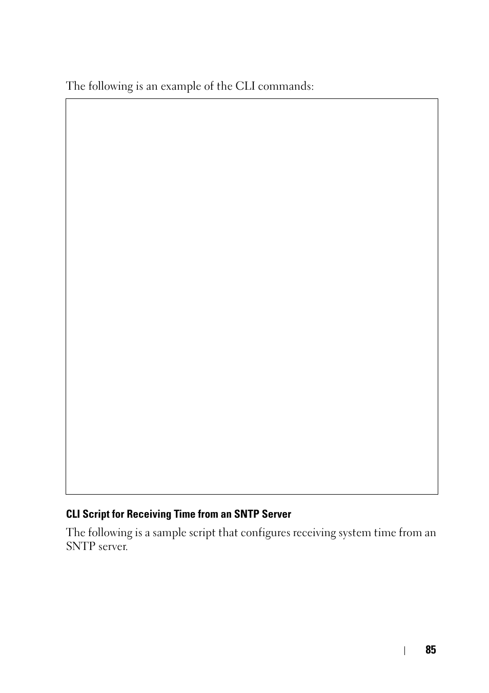Cli script for receiving time from an sntp server | Dell PowerEdge VRTX User Manual | Page 85 / 476