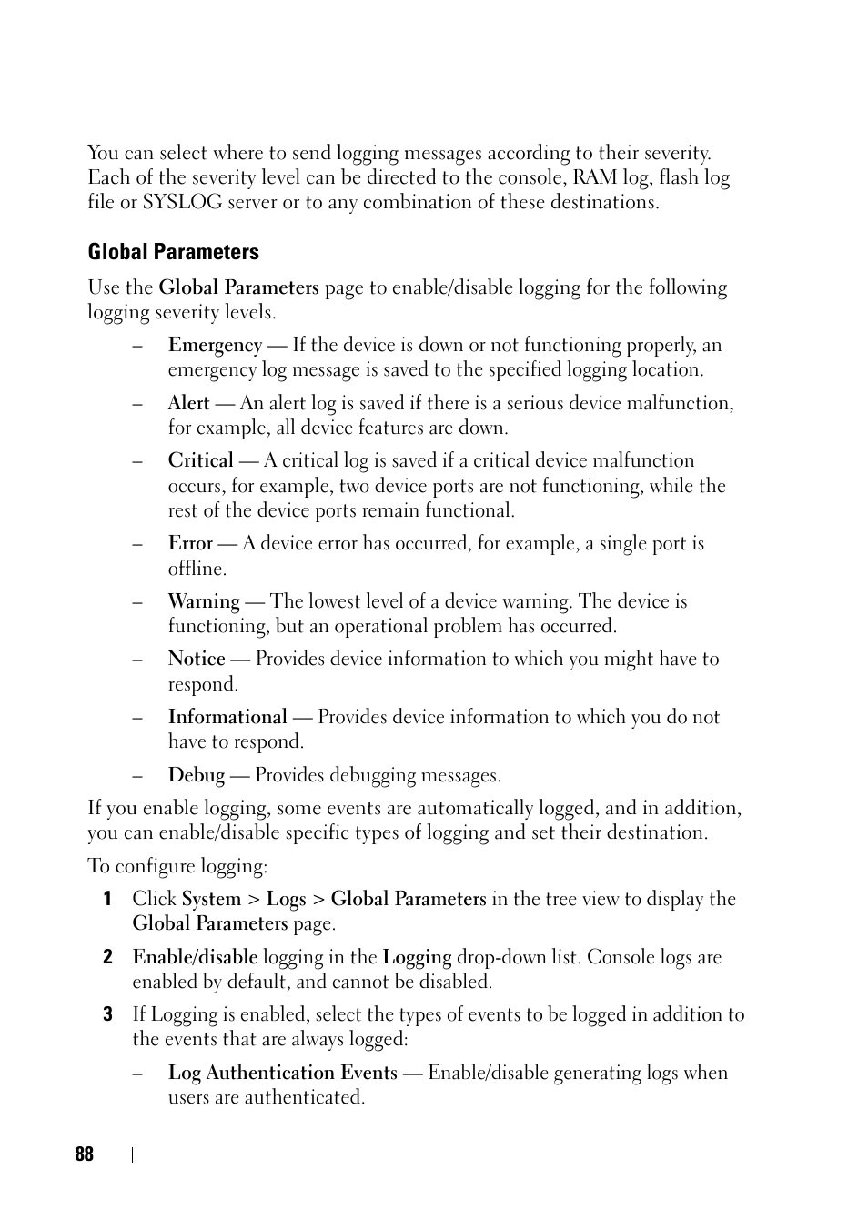 Global parameters | Dell PowerEdge VRTX User Manual | Page 88 / 476
