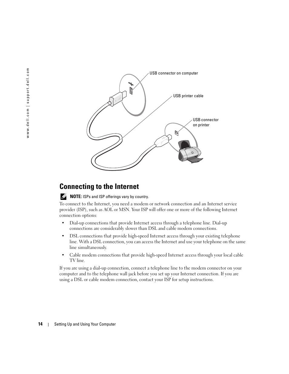 Connecting to the internet | Dell Dimension 3100C User Manual | Page 14 / 134