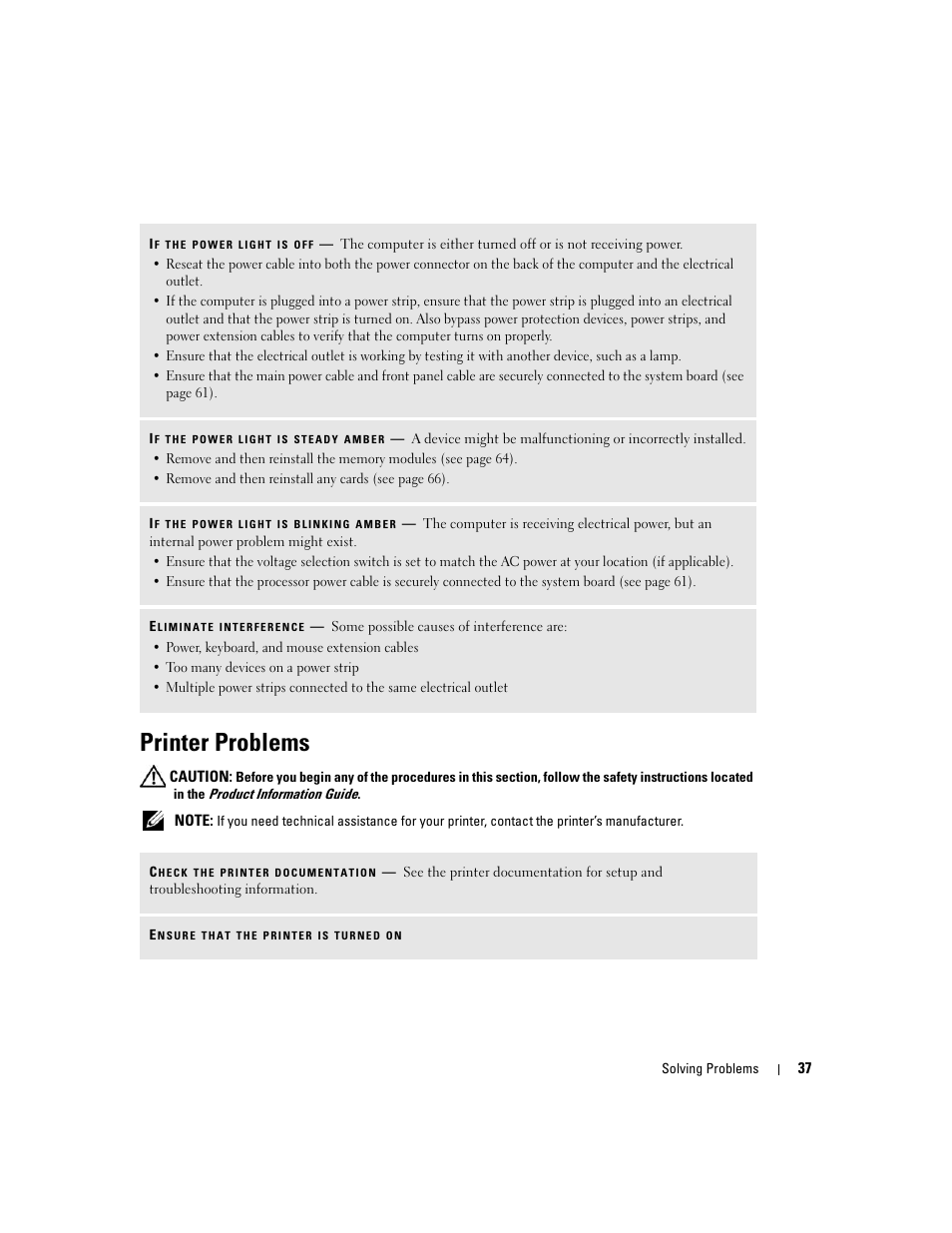 Printer problems | Dell Dimension 3100C User Manual | Page 37 / 134