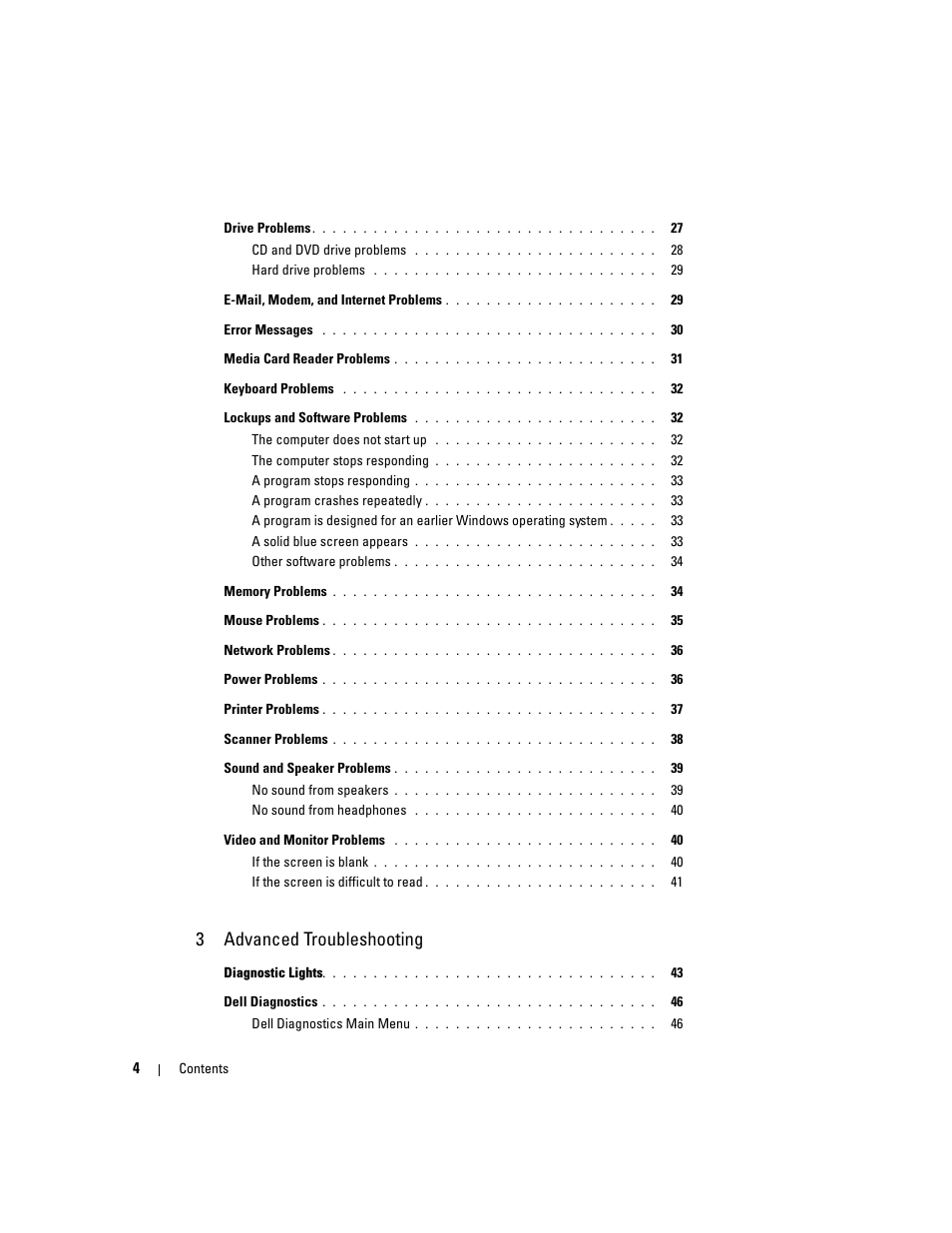 3advanced troubleshooting | Dell Dimension 3100C User Manual | Page 4 / 134