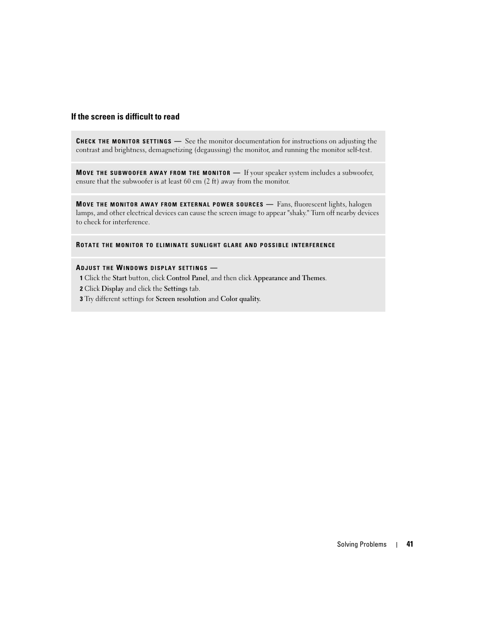 If the screen is difficult to read | Dell Dimension 3100C User Manual | Page 41 / 134