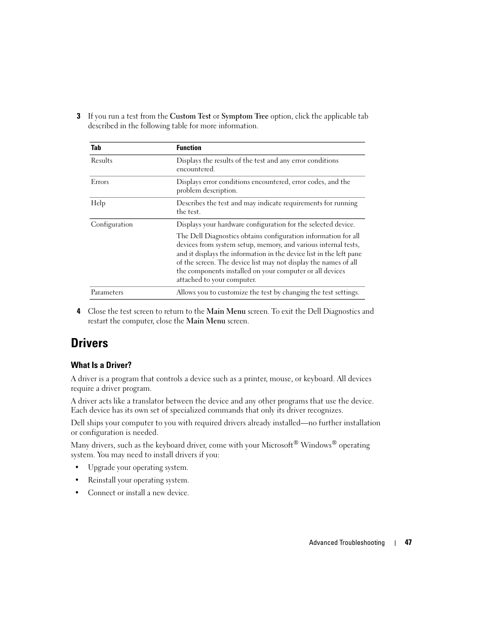 Drivers, What is a driver | Dell Dimension 3100C User Manual | Page 47 / 134