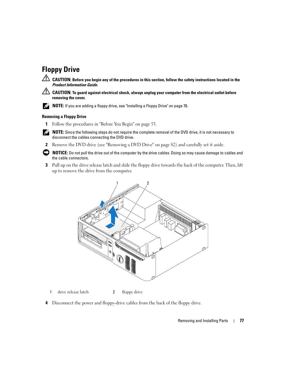 Floppy drive | Dell Dimension 3100C User Manual | Page 77 / 134