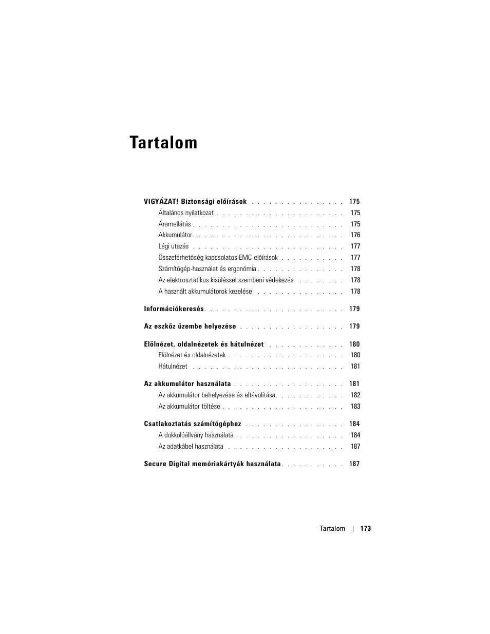 Tartalom | Dell AXIM X3 User Manual | Page 175 / 366