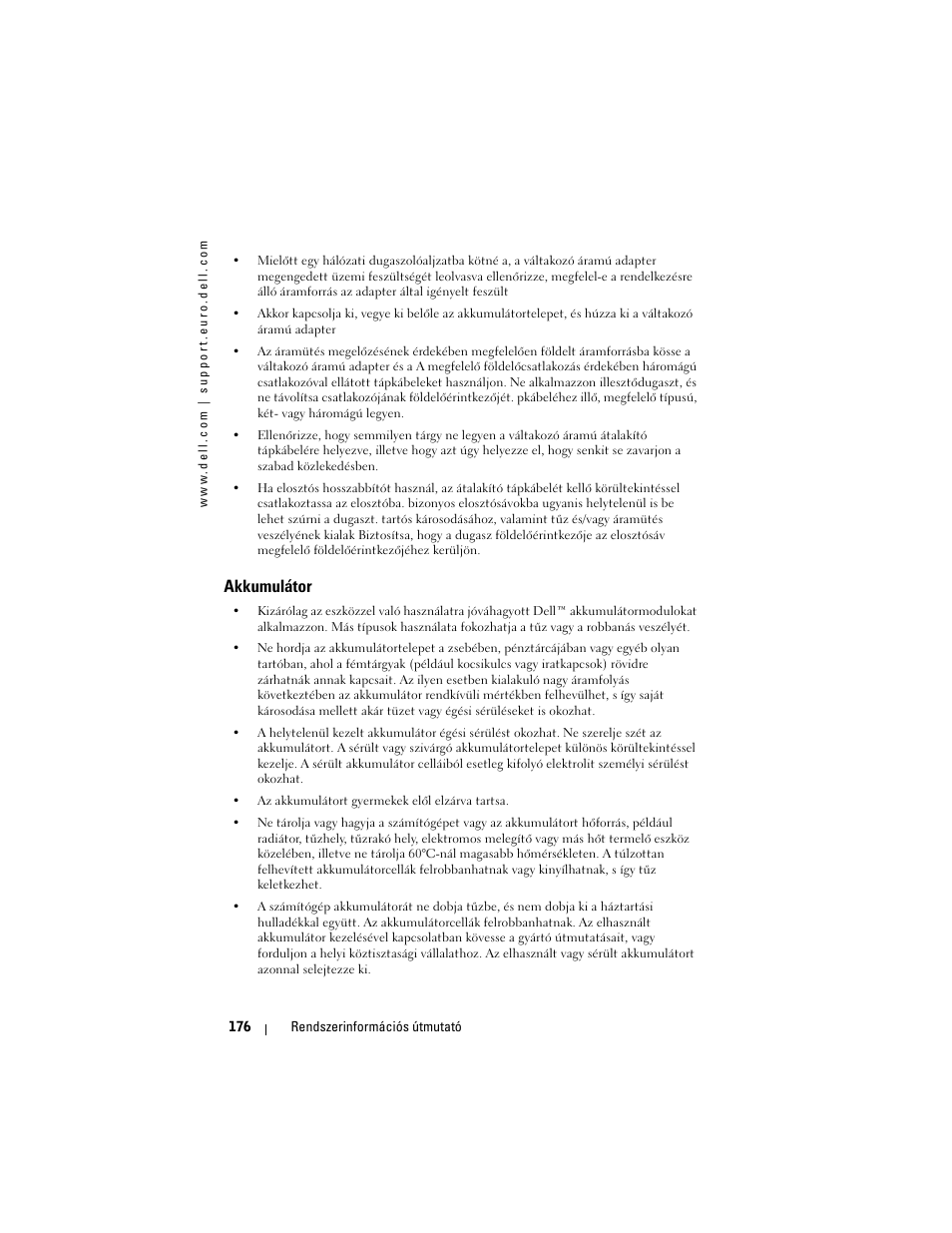 Akkumulátor | Dell AXIM X3 User Manual | Page 178 / 366