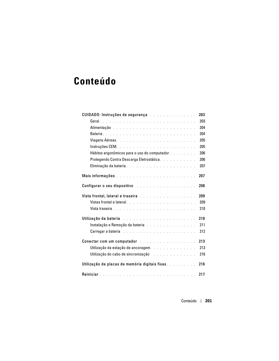 Conteúdo | Dell AXIM X3 User Manual | Page 203 / 366