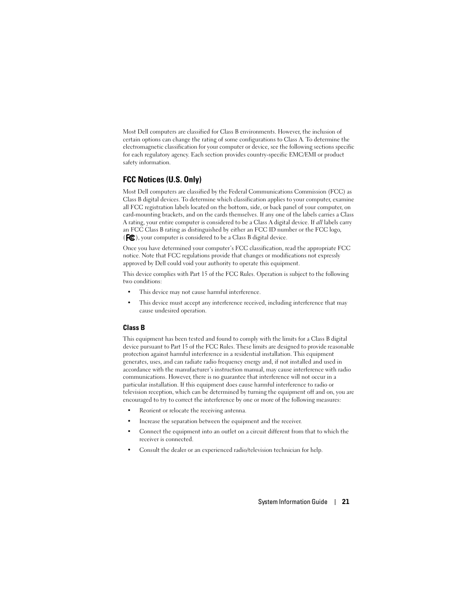 Fcc notices (u.s. only) | Dell AXIM X3 User Manual | Page 23 / 366