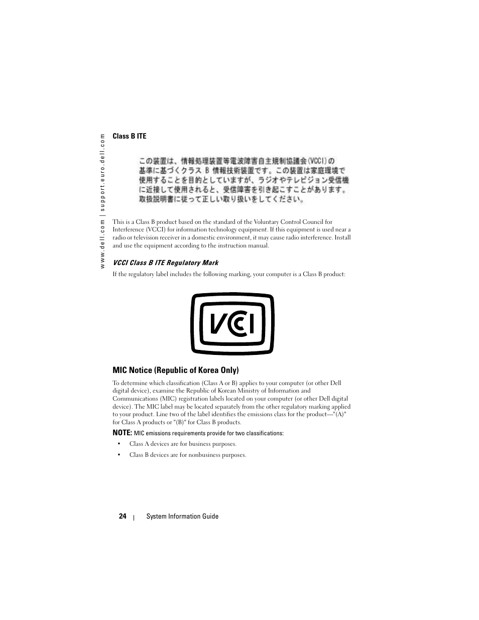 Mic notice (republic of korea only) | Dell AXIM X3 User Manual | Page 26 / 366