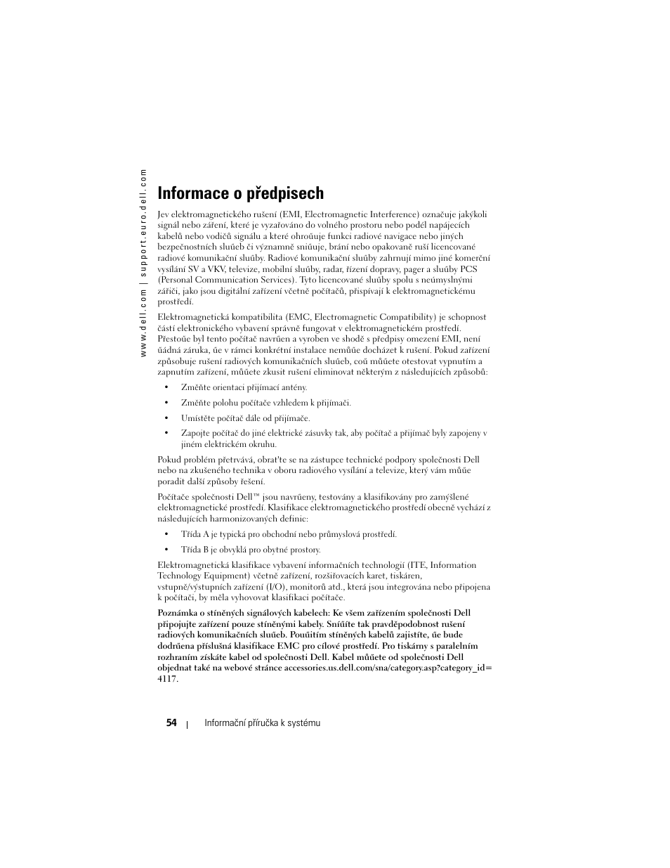 Informace o předpisech | Dell AXIM X3 User Manual | Page 56 / 366