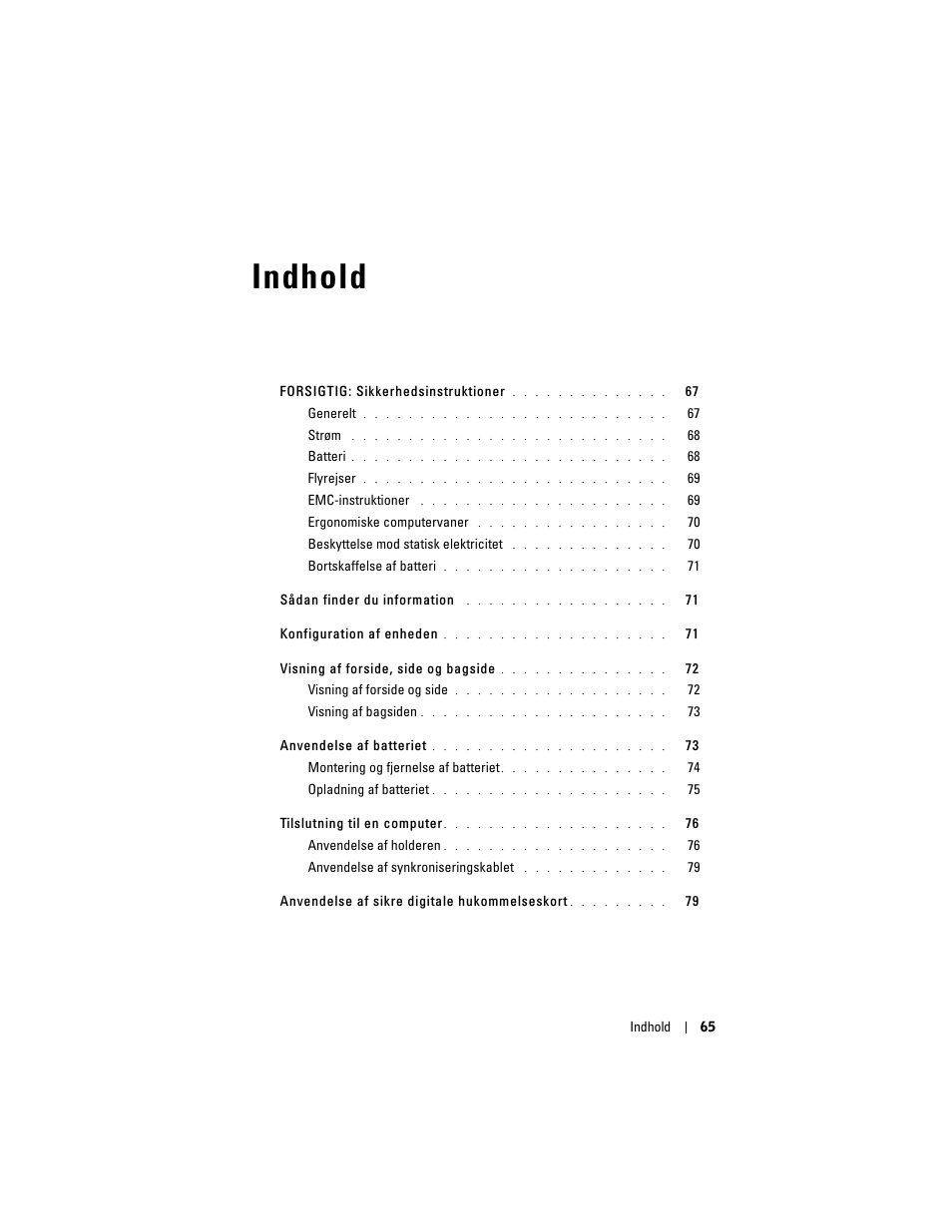 Indhold | Dell AXIM X3 User Manual | Page 67 / 366