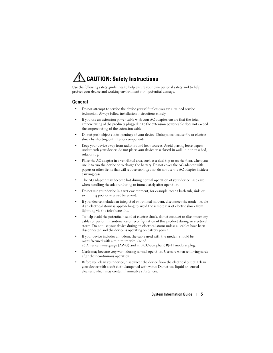 Caution: safety instructions, General | Dell AXIM X3 User Manual | Page 7 / 366