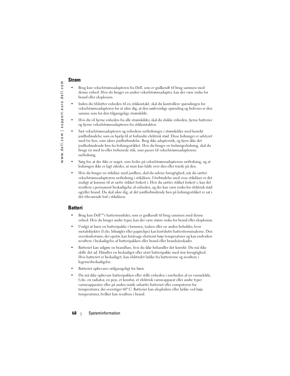 Strøm, Batteri | Dell AXIM X3 User Manual | Page 70 / 366