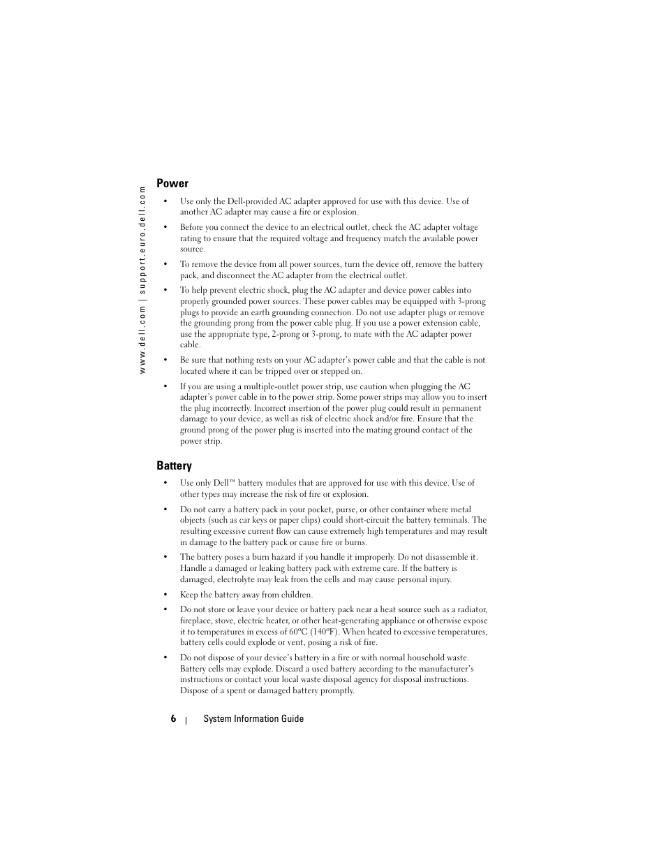 Power, Battery | Dell AXIM X3 User Manual | Page 8 / 366