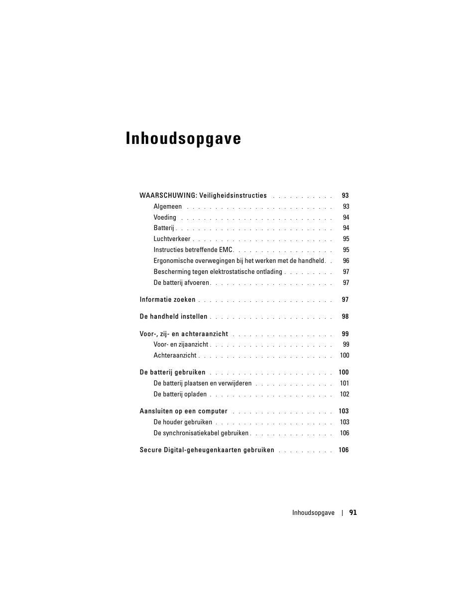 Inhoudsopgave | Dell AXIM X3 User Manual | Page 93 / 366