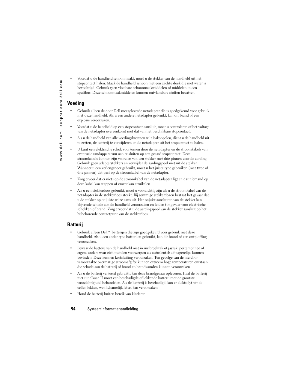 Voeding, Batterij | Dell AXIM X3 User Manual | Page 96 / 366