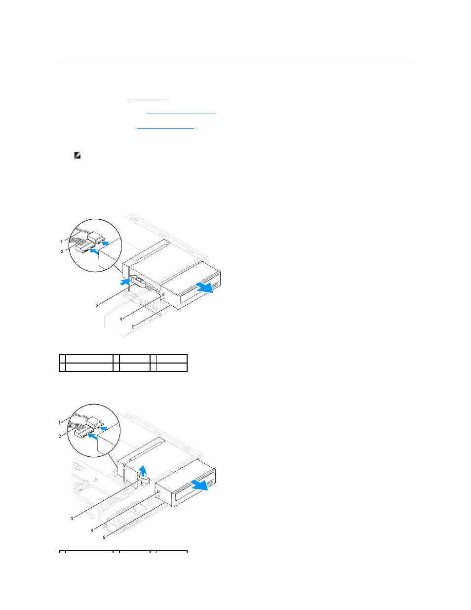 Removing an optical drive | Dell Inspiron 546s (Early 2009) User Manual | Page 22 / 49