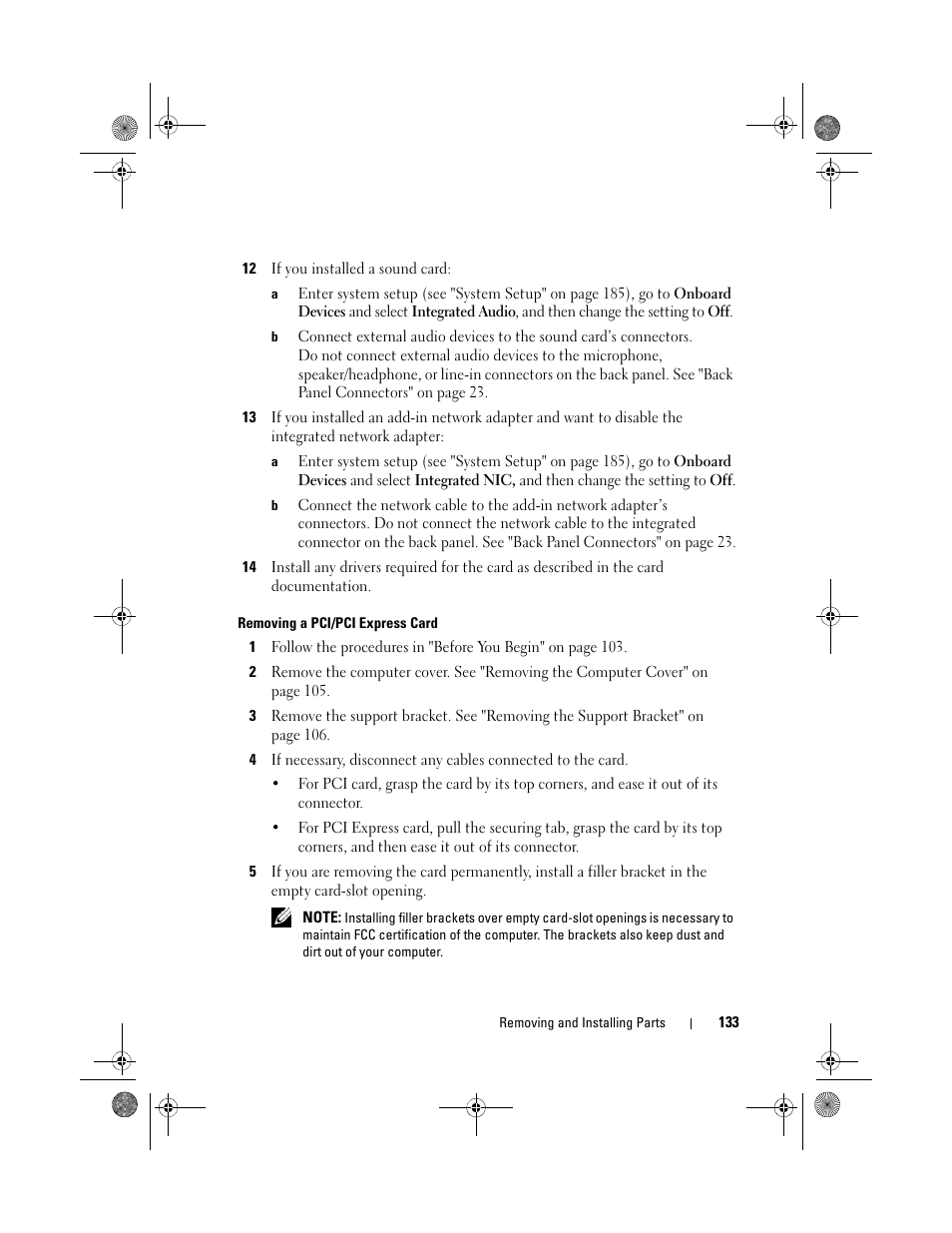 Removing a pci/pci express card, If applicable (see "removing a | Dell Inspiron 530s (Mid 2007) User Manual | Page 133 / 222